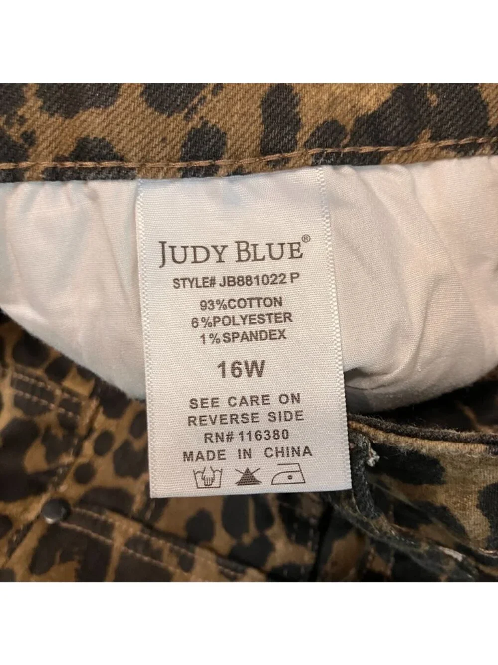 Judy Blue Womens Retro Wide Leg Leopard High Waist Jeans Size 16W Brown AN NWOT - Picture 9 of 12